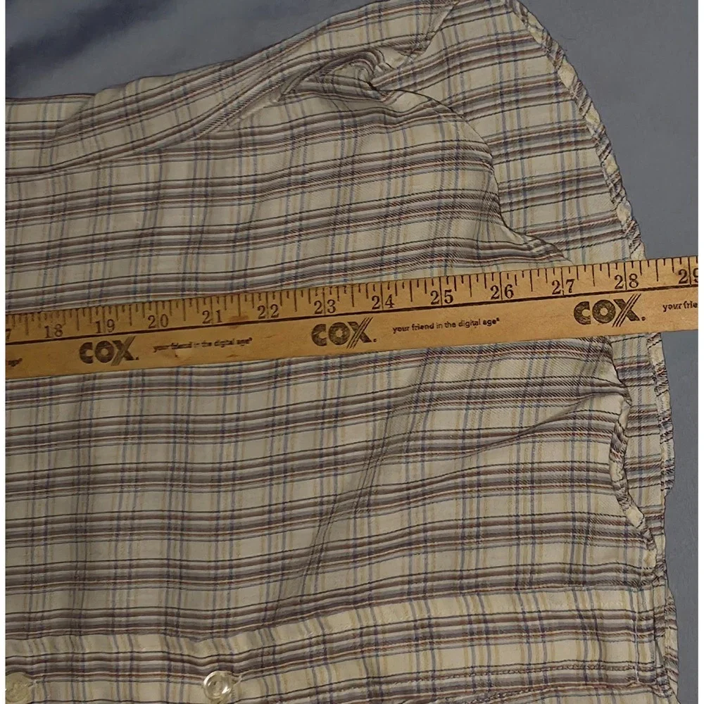 Vintage 70s Levis White Tab Western Brown Plaid Button Up Shirt Single Stitch M